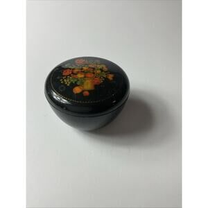 Hallmark Black Floral Lidded Vintage Ring or Keepsakes Trinket Box